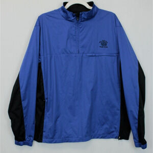 PGA Windbreaker Men M Fossil Creek Golf Club Pullover 1/4 Zip Pockets Blue Black